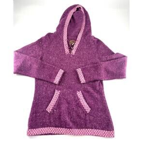 The Alpaca Connection Sweater Womens Medium Purple Pink Hooded Pockets